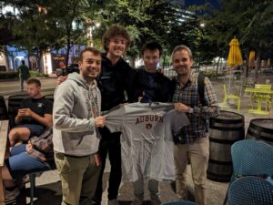 Jack Terry and fellow members of the "B-lab" (Bertolet Lab) on his last night in Boston.