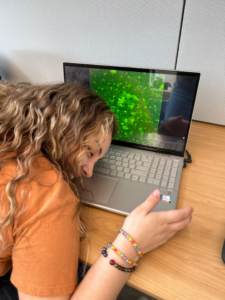 Ariana Chavez taking a break after using ImageJ on multiple calcium images.