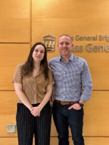 Rachel Silverstein and Ben Kleinstiver pose together at Mass General