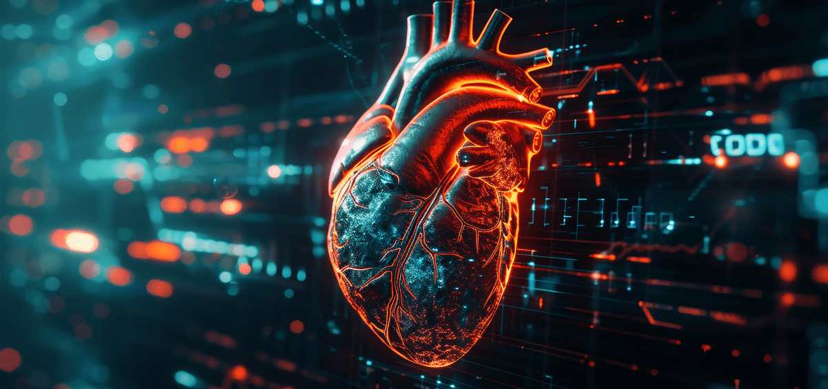 An illustrated concept of a digitally generated heart.